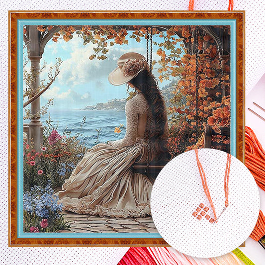 Victorian Girl - Full 11CT Counted Cross Stitch 50x50CM - Huacan