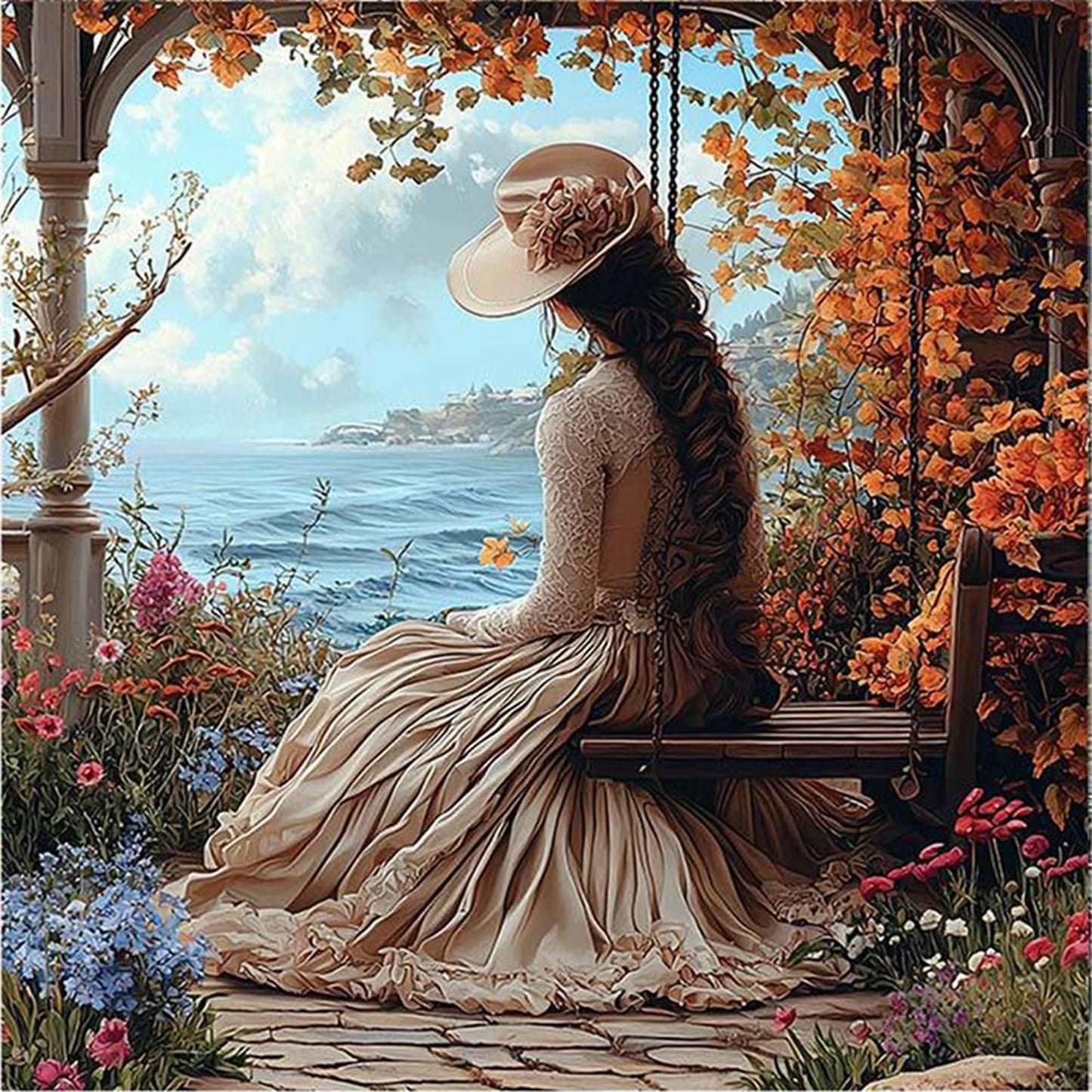 Victorian Girl - Full 11CT Counted Cross Stitch 50x50CM - Huacan
