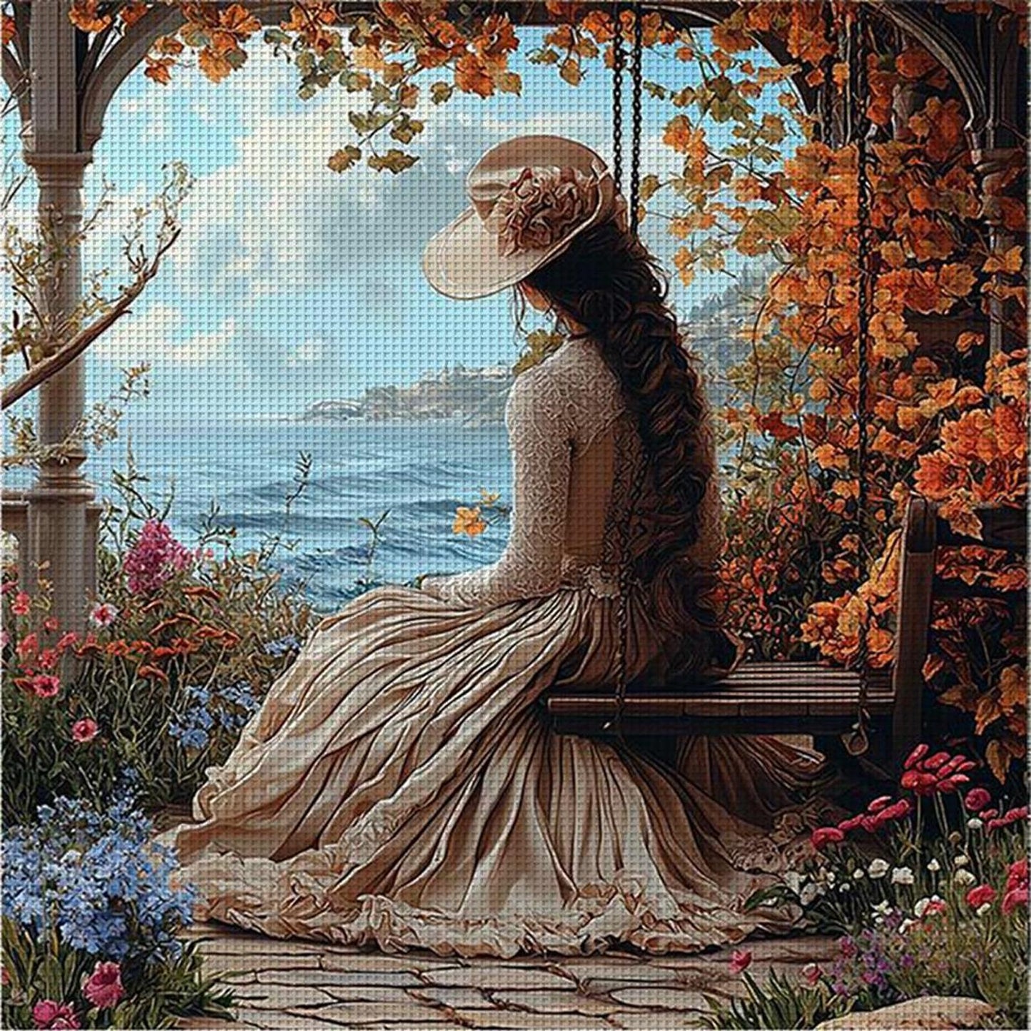 Victorian Girl - Full 11CT Counted Cross Stitch 50x50CM - Huacan