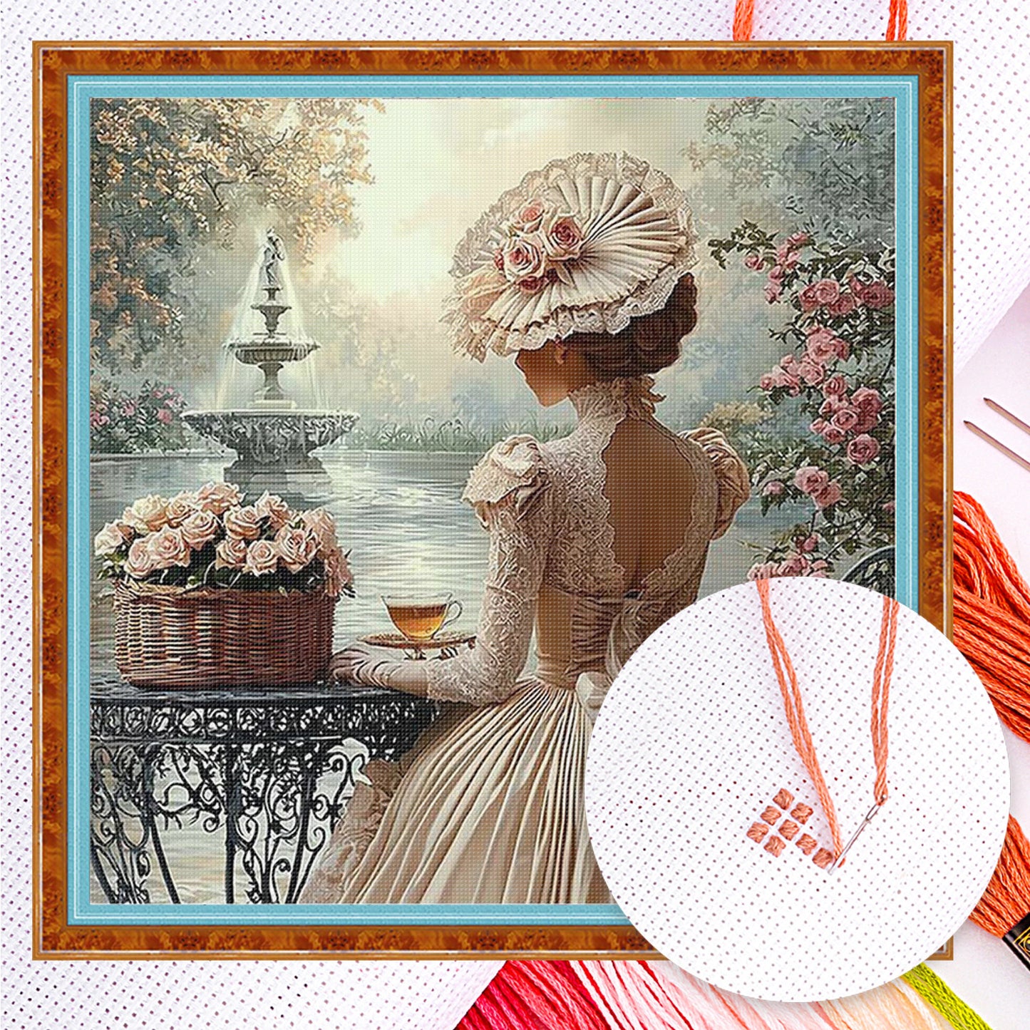Victorian Girl - Full 11CT Counted Cross Stitch 50x50CM - Huacan
