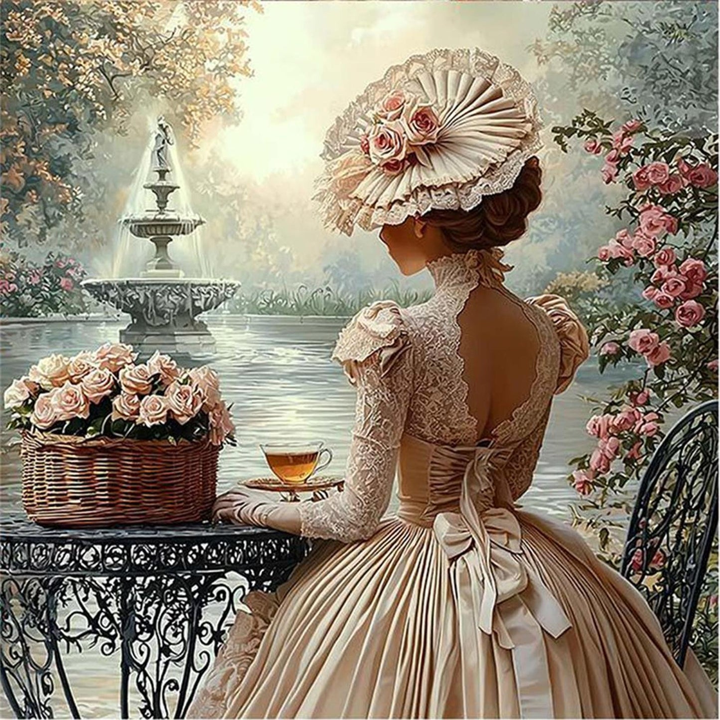 Victorian Girl - Full 11CT Counted Cross Stitch 50x50CM - Huacan