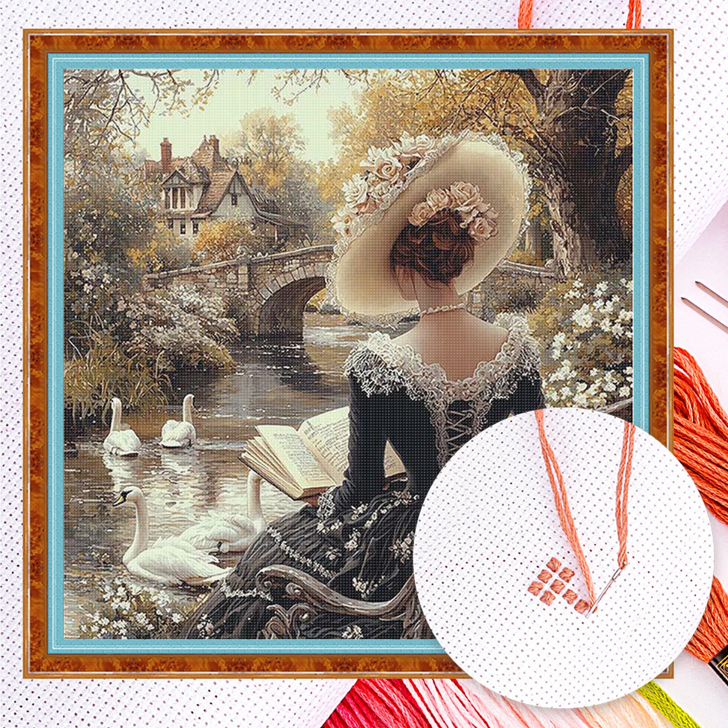 Victorian Girl - Full 11CT Counted Cross Stitch 50x50CM - Huacan