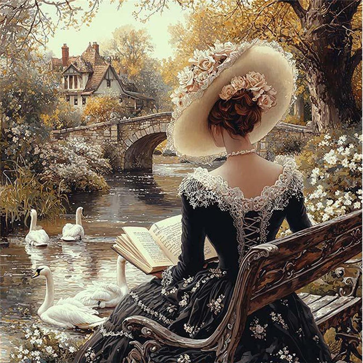 Victorian Girl - Full 11CT Counted Cross Stitch 50x50CM - Huacan