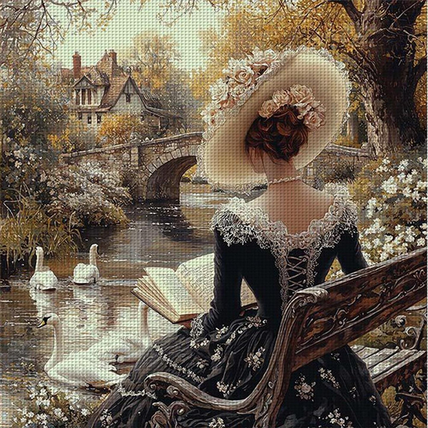 Victorian Girl - Full 11CT Counted Cross Stitch 50x50CM - Huacan
