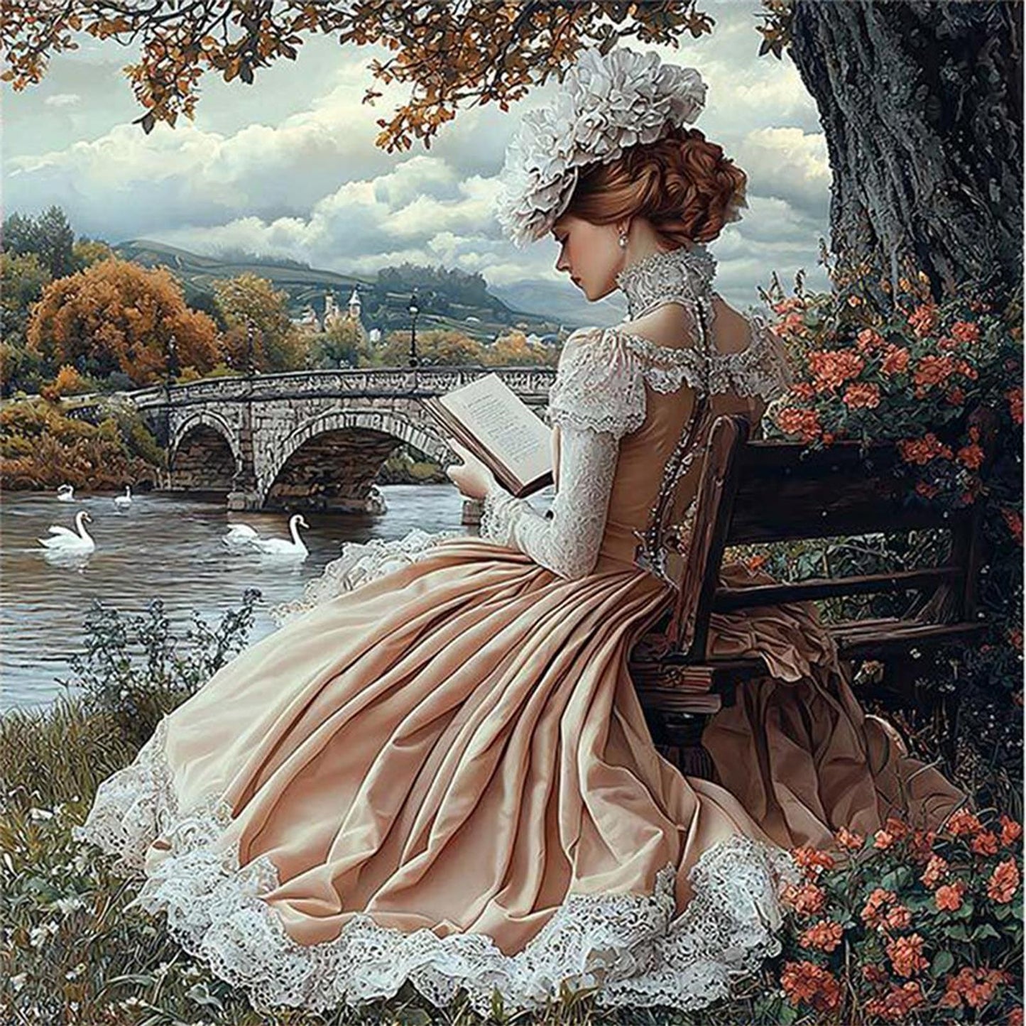 Victorian Girl - Full 11CT Counted Cross Stitch 50x50CM - Huacan