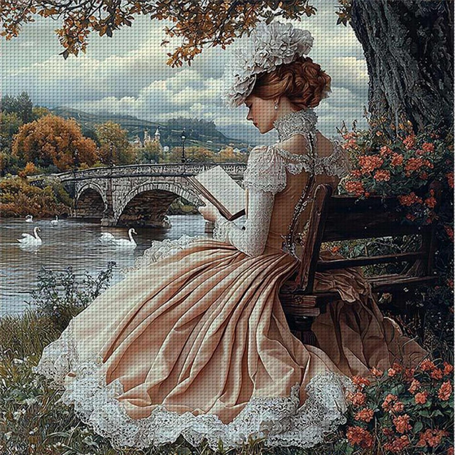 Victorian Girl - Full 11CT Counted Cross Stitch 50x50CM - Huacan