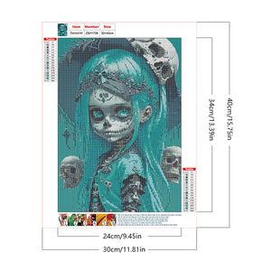 Dark Skull Girl 30*40CM(Canvas) Full Round Drill Diamond Painting