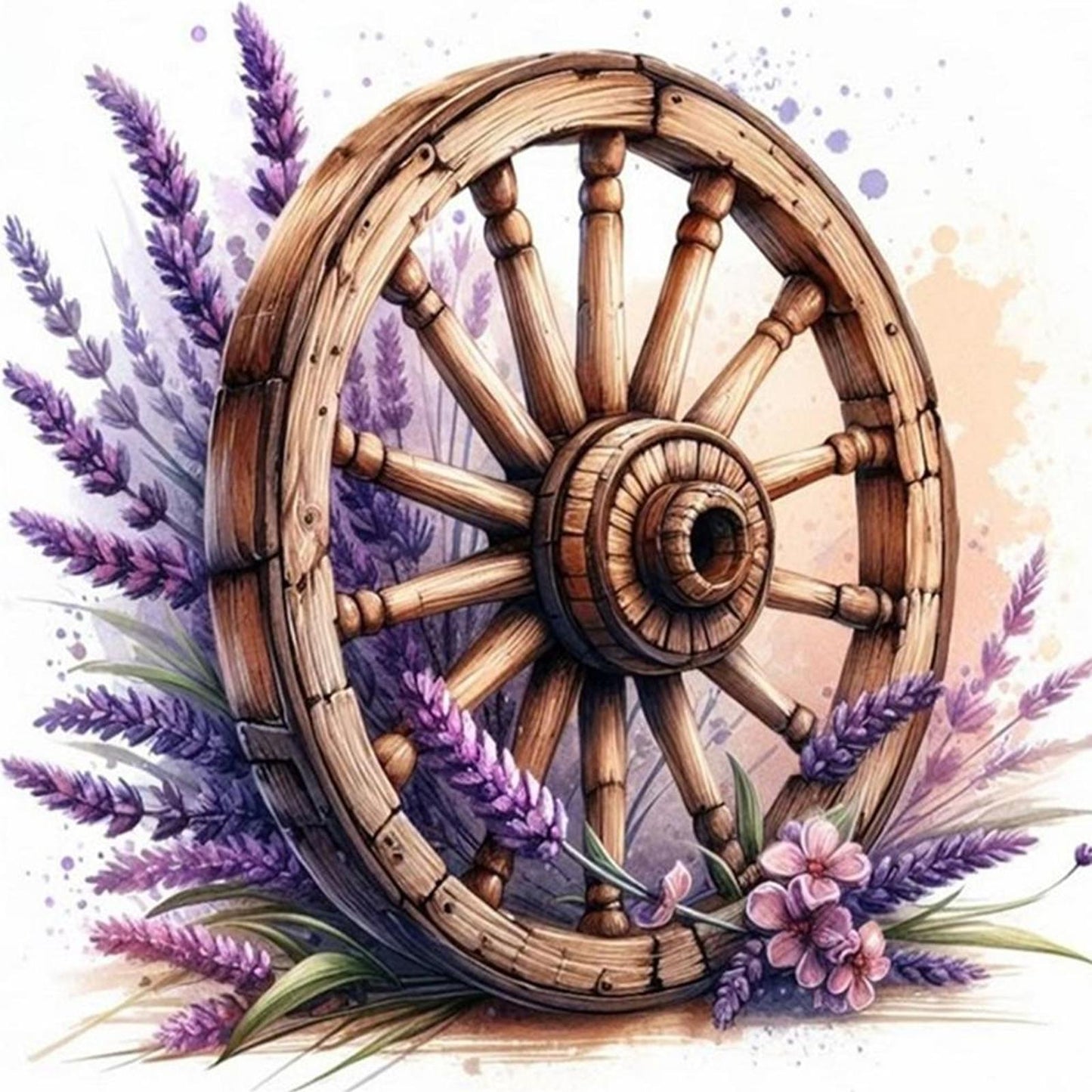 Lavender On Wheel - Full 11CT Stamped Cross Stitch 40x40CM - Diy
