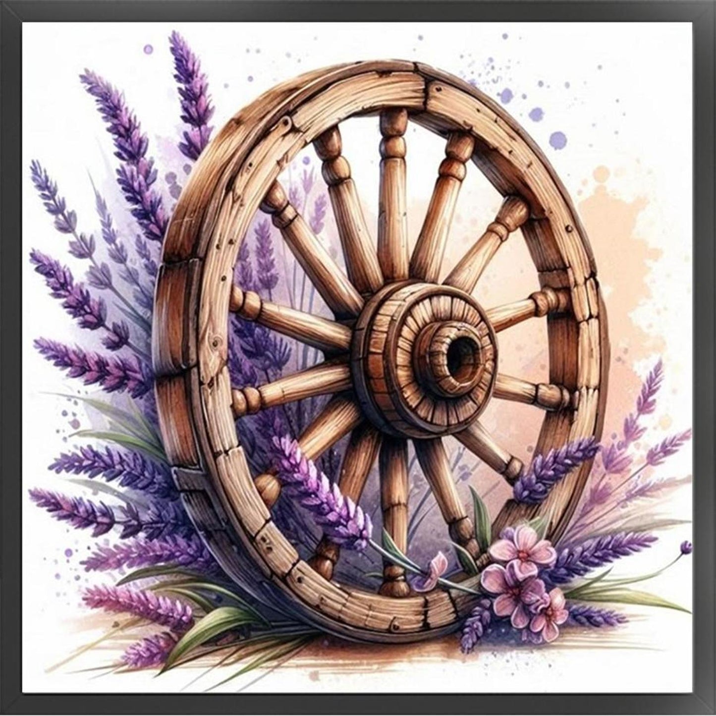 Lavender On Wheel - Full 11CT Stamped Cross Stitch 40x40CM - Diy