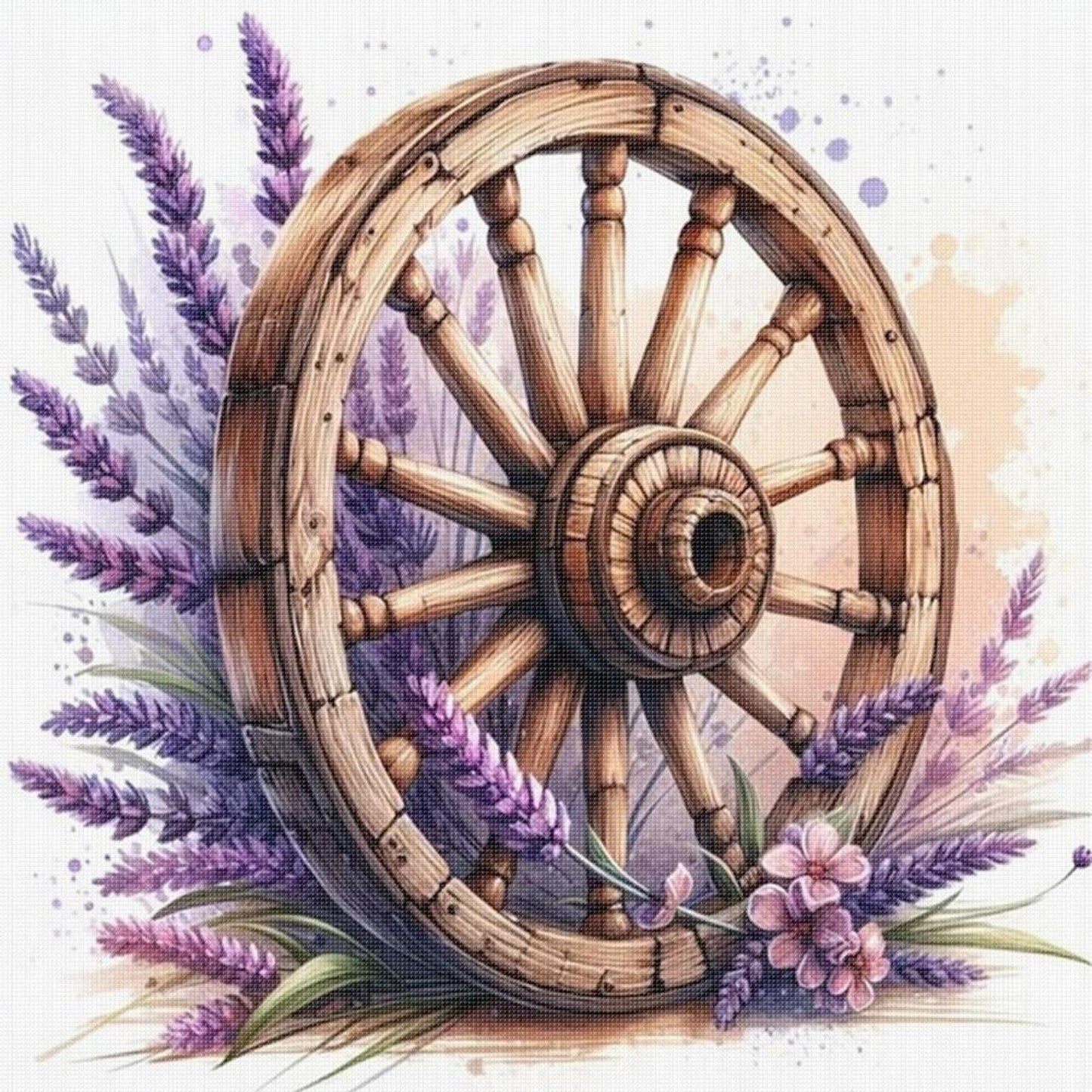 Lavender On Wheel - Full 11CT Stamped Cross Stitch 40x40CM - Diy