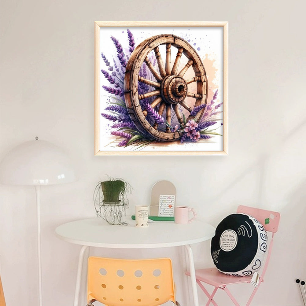 Lavender On Wheel - Full 11CT Stamped Cross Stitch 40x40CM - Diy