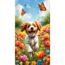 Load image into Gallery viewer, Dog And Flower 40*70CM(Canvas) Full Round Drill Diamond Painting
