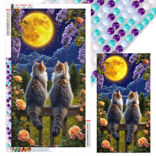 Load image into Gallery viewer, Cat Under The Moonlight 40*70CM(Canvas) Full Round Drill Diamond Painting
