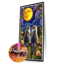 Load image into Gallery viewer, Cat Under The Moonlight 40*70CM(Canvas) Full Round Drill Diamond Painting
