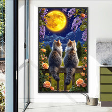 Load image into Gallery viewer, Cat Under The Moonlight 40*70CM(Canvas) Full Round Drill Diamond Painting
