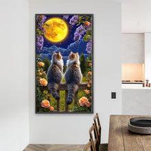 Load image into Gallery viewer, Cat Under The Moonlight 40*70CM(Canvas) Full Round Drill Diamond Painting
