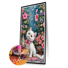 Load image into Gallery viewer, Cat And Flower 40*70CM(Canvas) Full Round Drill Diamond Painting
