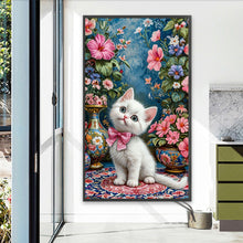Load image into Gallery viewer, Cat And Flower 40*70CM(Canvas) Full Round Drill Diamond Painting
