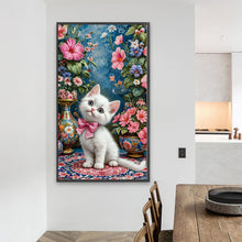 Load image into Gallery viewer, Cat And Flower 40*70CM(Canvas) Full Round Drill Diamond Painting
