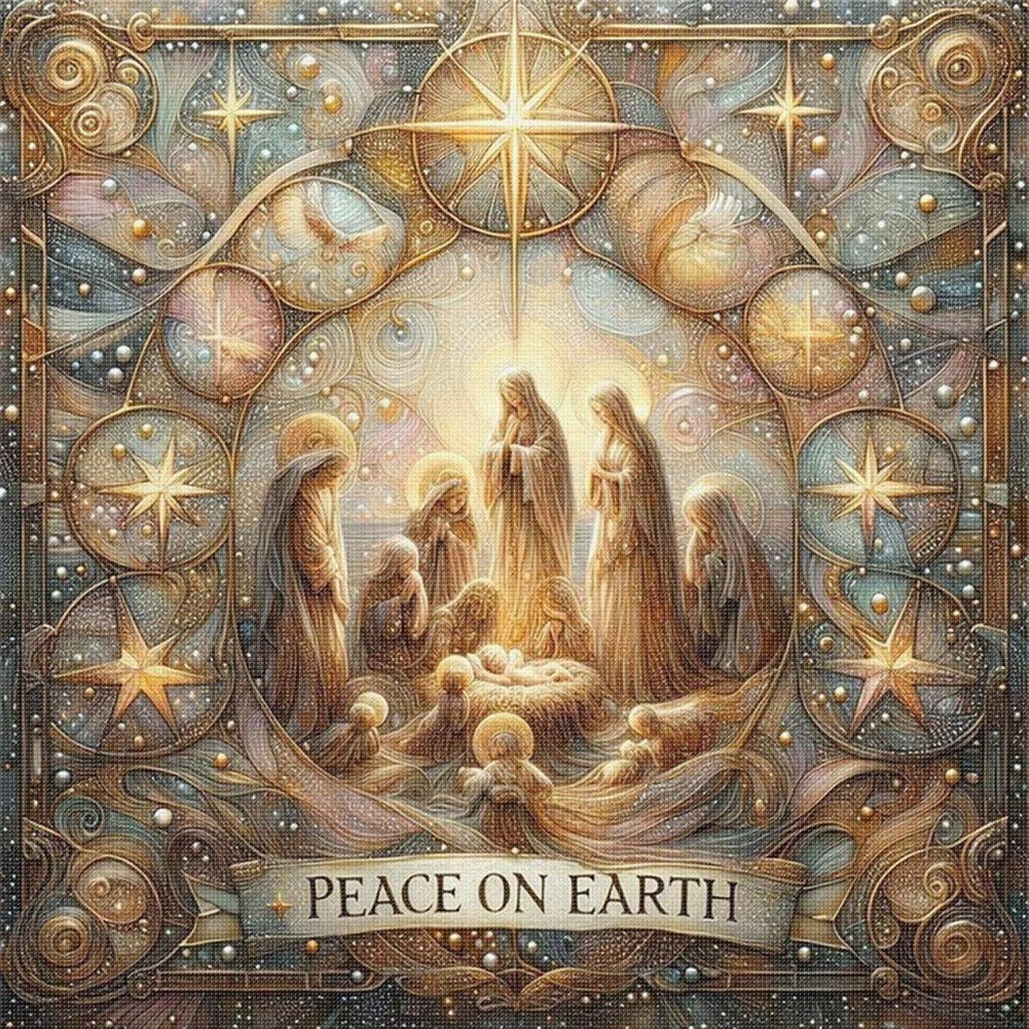 Nativity Of Jesus - Full 14CT Stamped Cross Stitch 40x40CM - Huacan