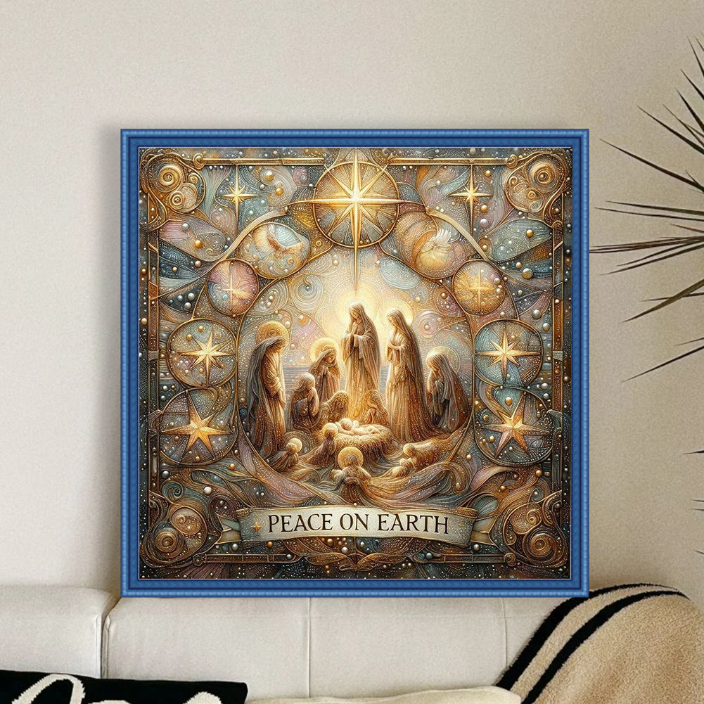 Nativity Of Jesus - Full 14CT Stamped Cross Stitch 40x40CM - Huacan