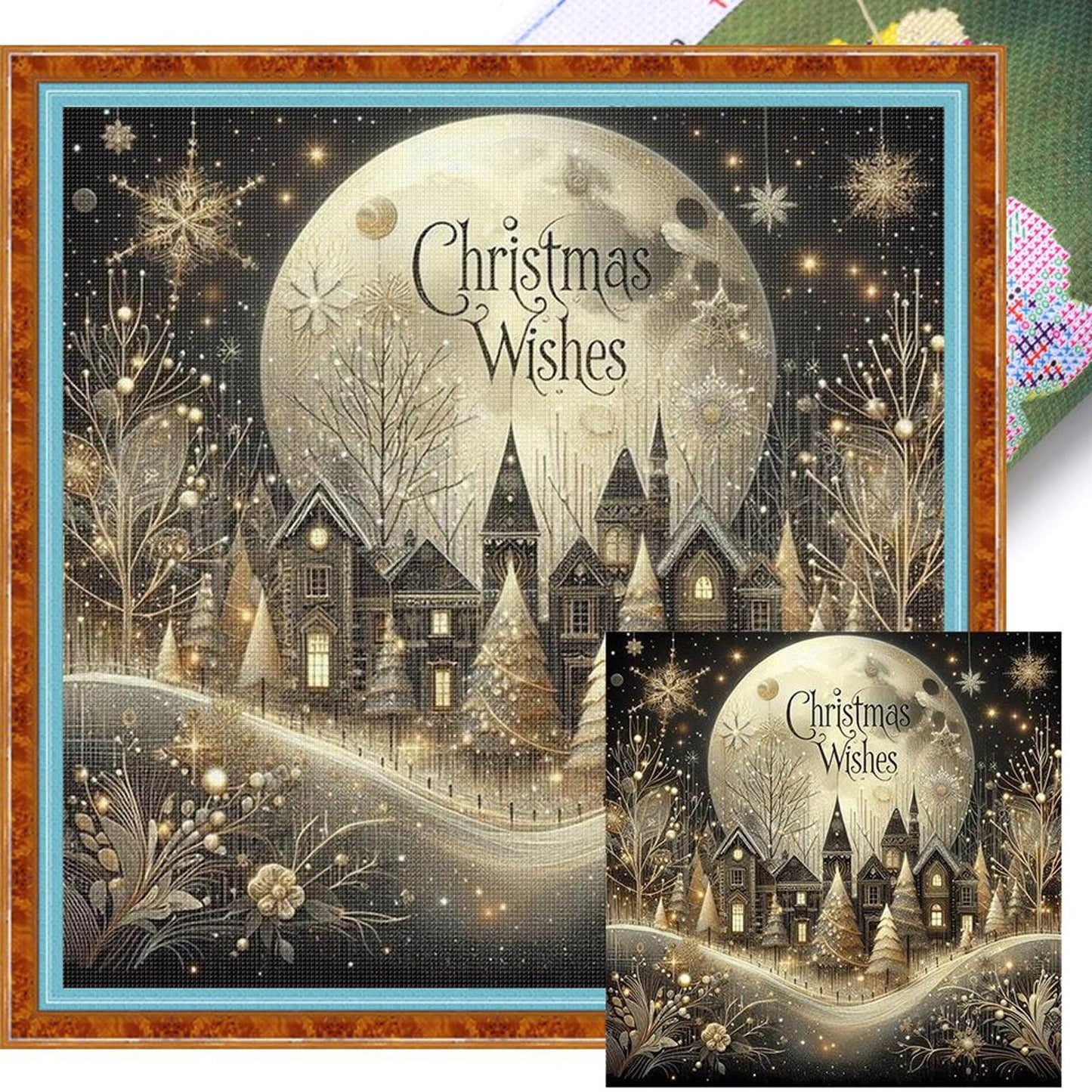 Christmas Scenery - Full 14CT Stamped Cross Stitch 40x40CM - Huacan