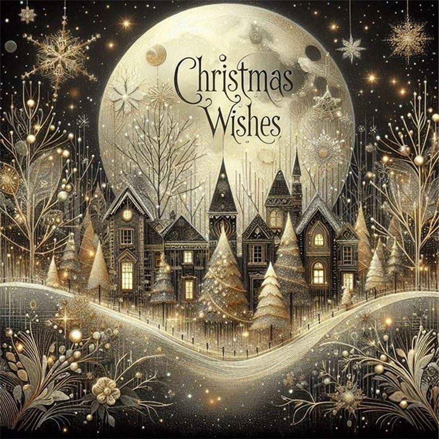 Christmas Scenery - Full 14CT Stamped Cross Stitch 40x40CM - Huacan