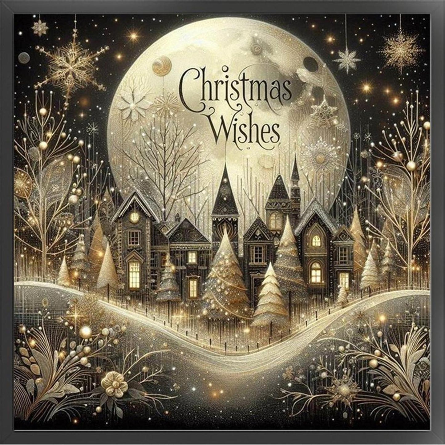 Christmas Scenery - Full 14CT Stamped Cross Stitch 40x40CM - Huacan