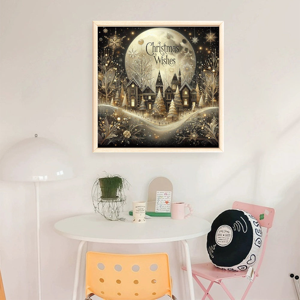 Christmas Scenery - Full 14CT Stamped Cross Stitch 40x40CM - Huacan