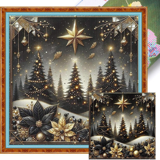Christmas Scenery - Full 14CT Stamped Cross Stitch 40x40CM - Huacan