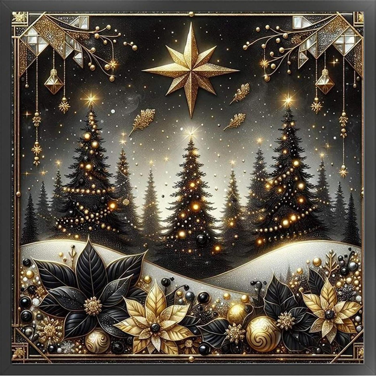 Christmas Scenery - Full 14CT Stamped Cross Stitch 40x40CM - Huacan