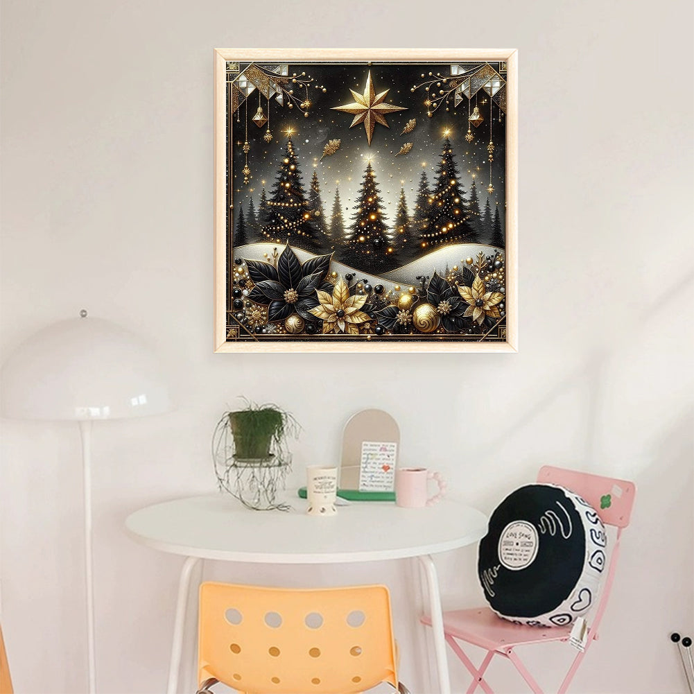 Christmas Scenery - Full 14CT Stamped Cross Stitch 40x40CM - Huacan