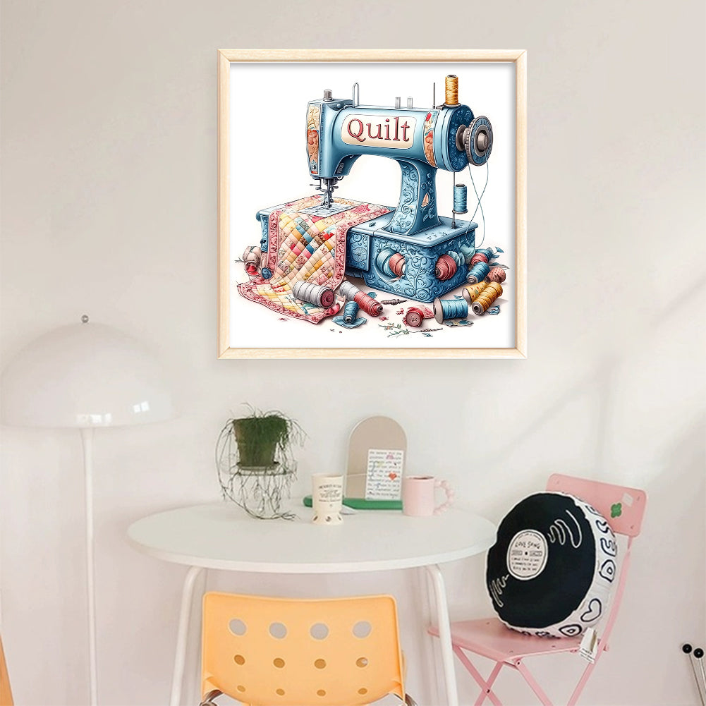 Sewing Machine - Full 18CT Stamped Cross Stitch 25x25CM - Huacan