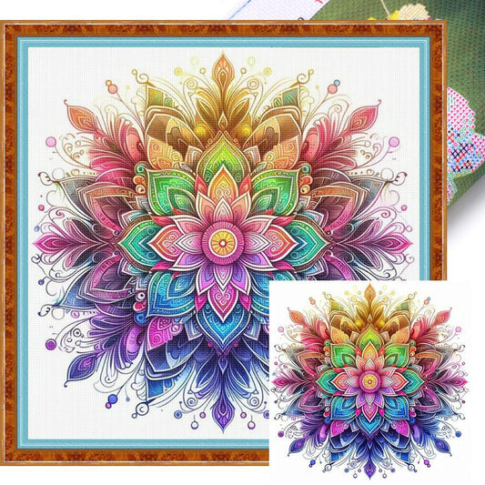 Mandala - Full 18CT Stamped Cross Stitch 25x25CM - Huacan