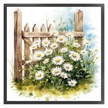 Load image into Gallery viewer, Daisy Fence - 25*25CM 18CT Stamped Cross Stitch
