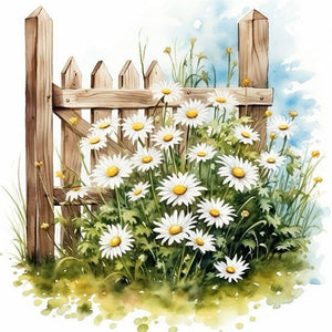 Daisy Fence - 25*25CM 18CT Stamped Cross Stitch