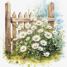 Load image into Gallery viewer, Daisy Fence - 25*25CM 18CT Stamped Cross Stitch
