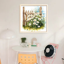 Load image into Gallery viewer, Daisy Fence - 25*25CM 18CT Stamped Cross Stitch

