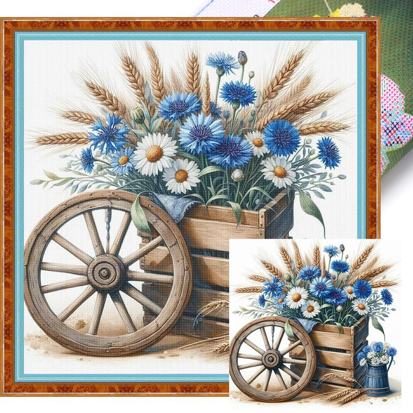 Daisy Wheel - Full 18CT Stamped Cross Stitch 25x25CM - Huacan