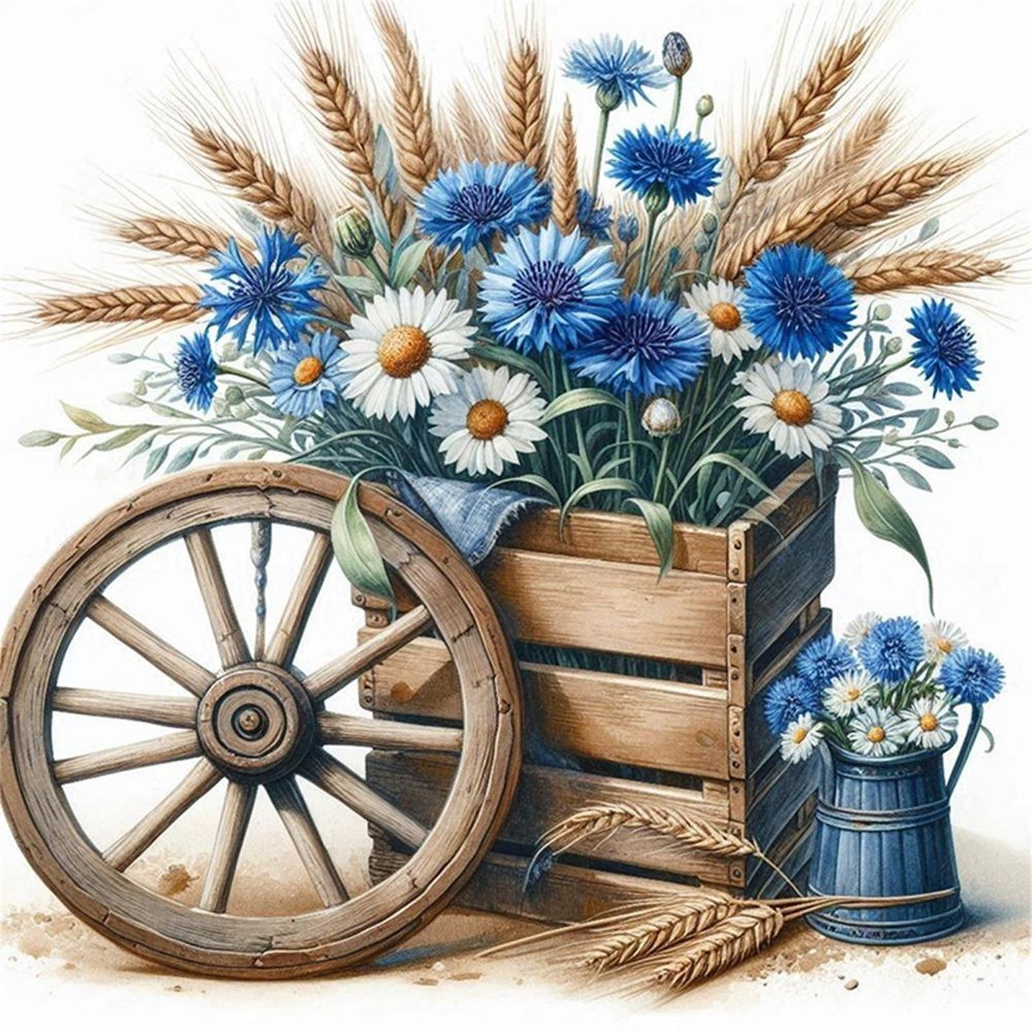 Daisy Wheel - Full 18CT Stamped Cross Stitch 25x25CM - Huacan