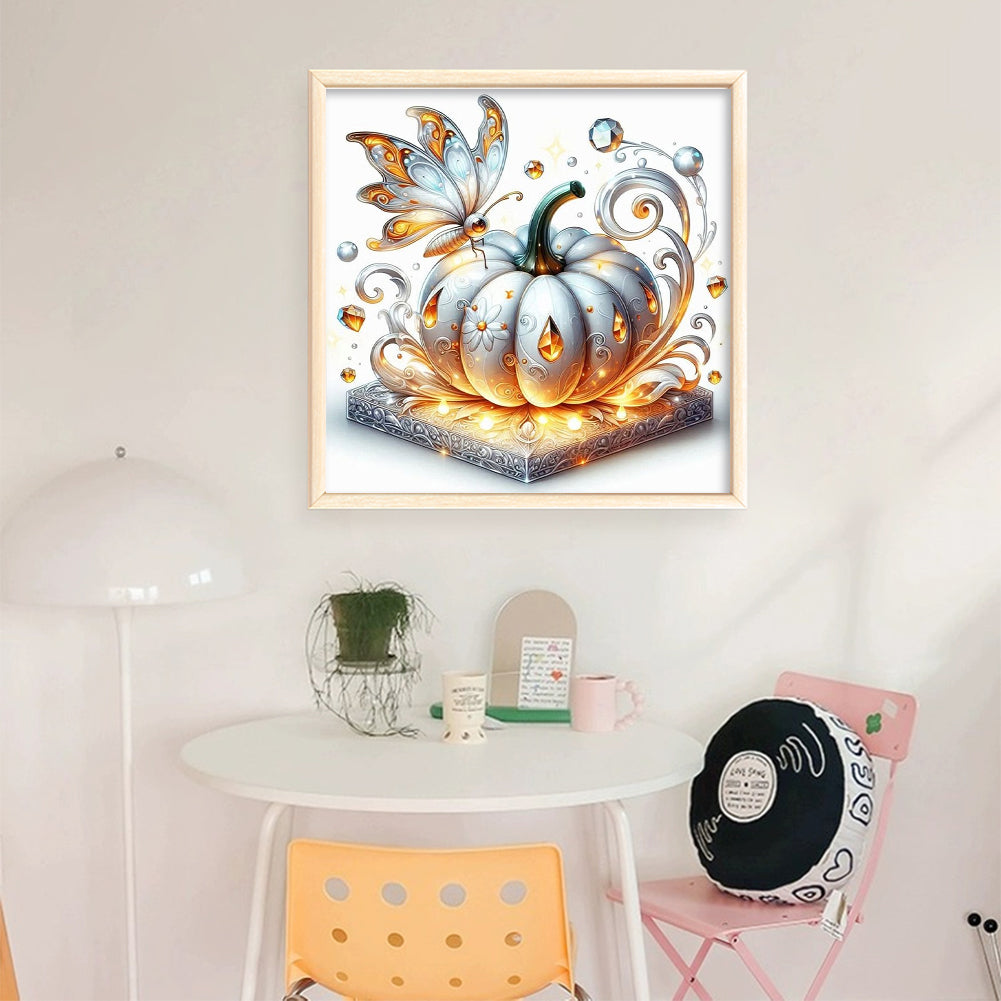 Pumpkin And Butterfly - Full 18CT Stamped Cross Stitch 25x25CM - Huacan