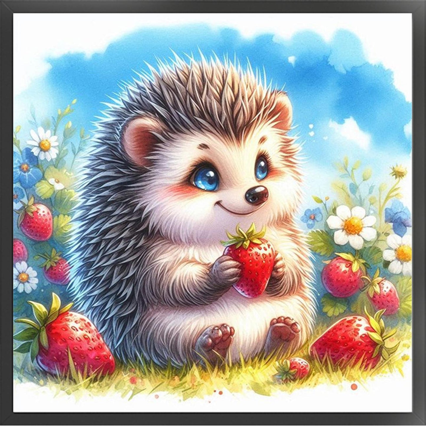 Hedgehog - Partial 11CT Stamped Cross Stitch - Bead Embroidery 36x36CM/14.17x14.17in