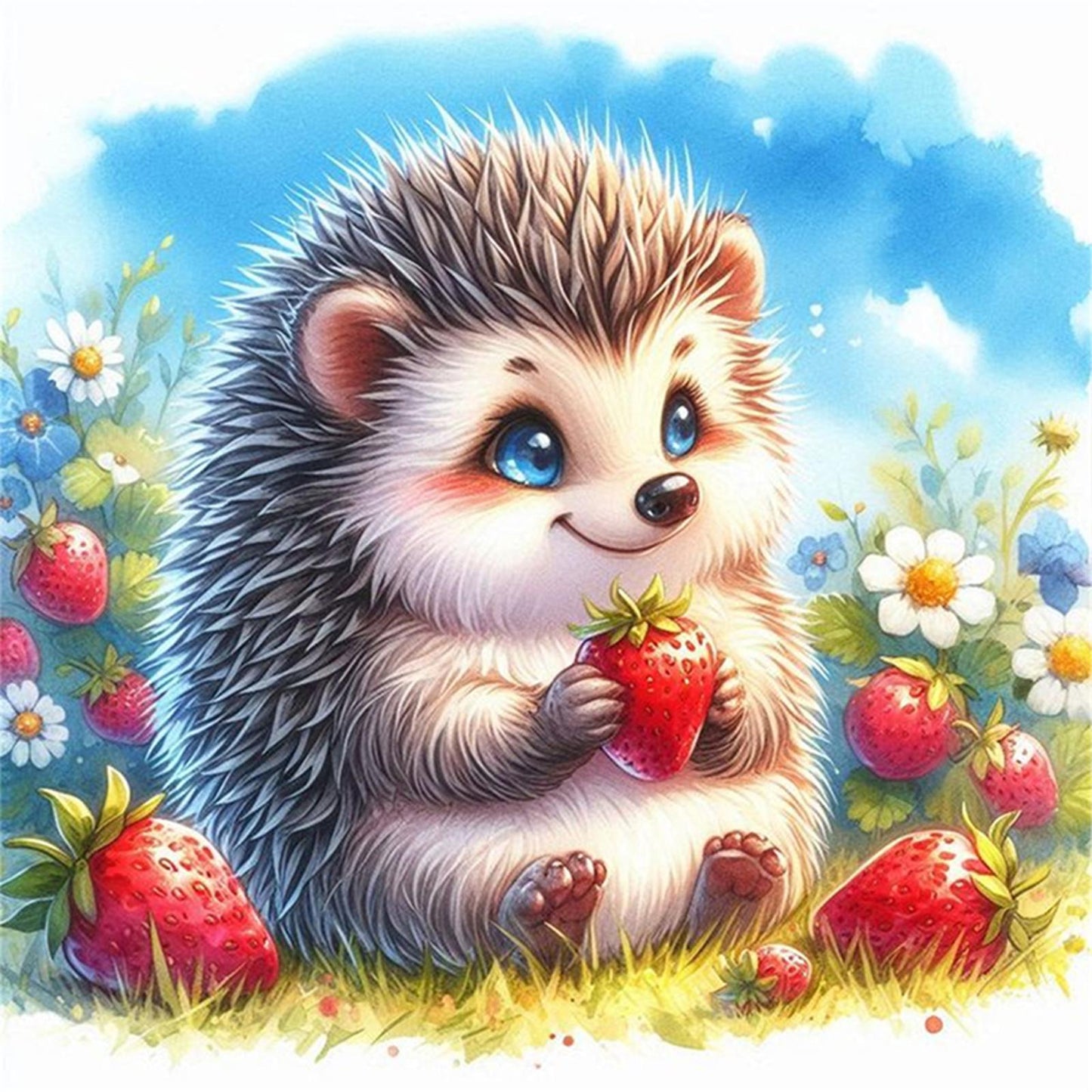 Hedgehog - Partial 11CT Stamped Cross Stitch - Bead Embroidery 36x36CM/14.17x14.17in