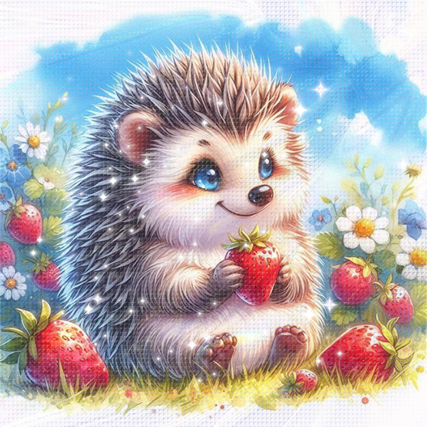 Hedgehog - Partial 11CT Stamped Cross Stitch - Bead Embroidery 36x36CM/14.17x14.17in