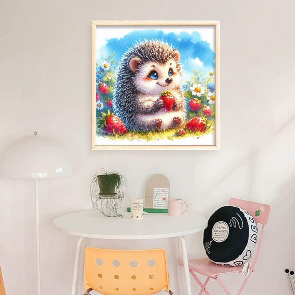 Hedgehog - Partial 11CT Stamped Cross Stitch - Bead Embroidery 36x36CM/14.17x14.17in