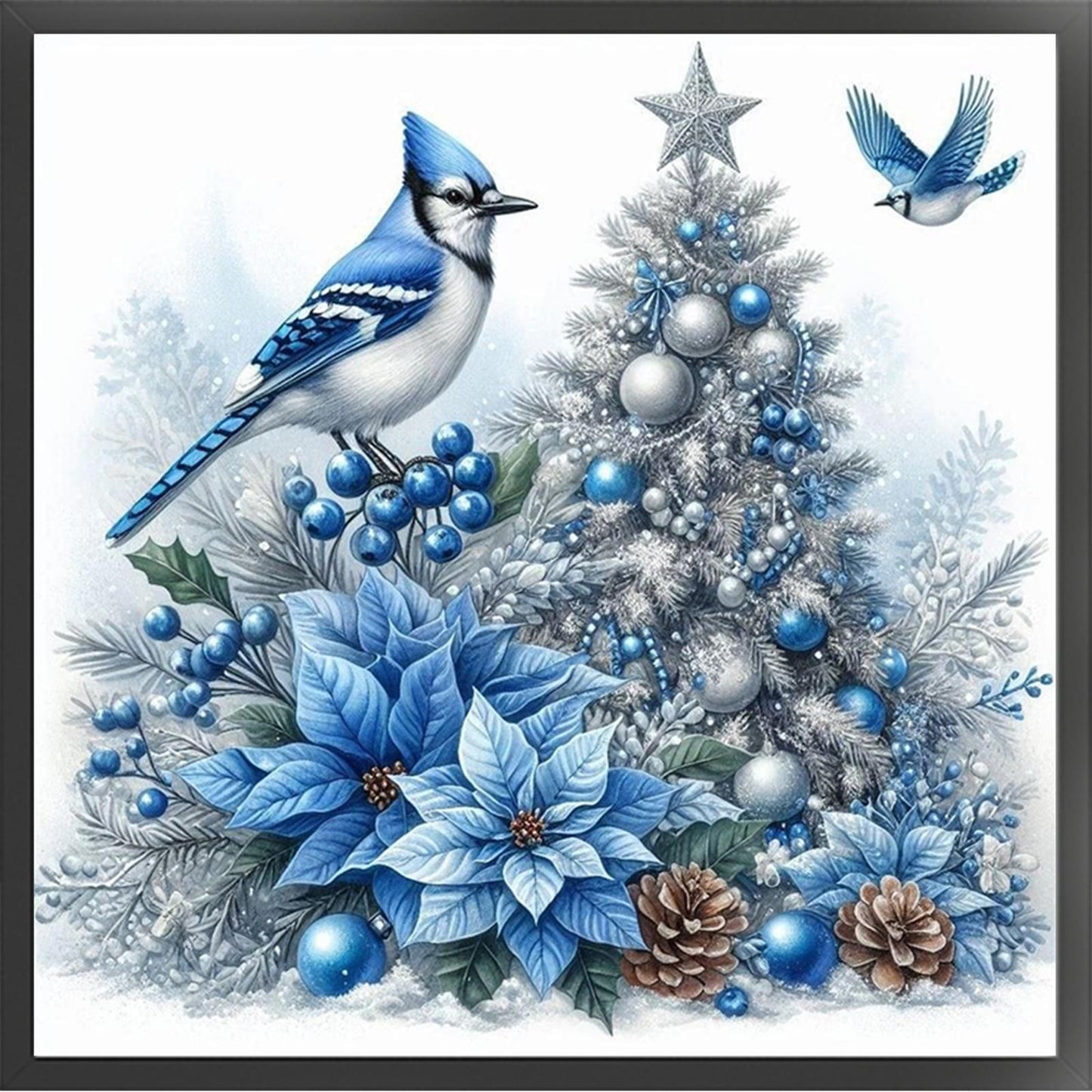 Blue Bird - Partial 11CT Stamped Cross Stitch - Bead Embroidery 36x36CM/14.17x14.17in