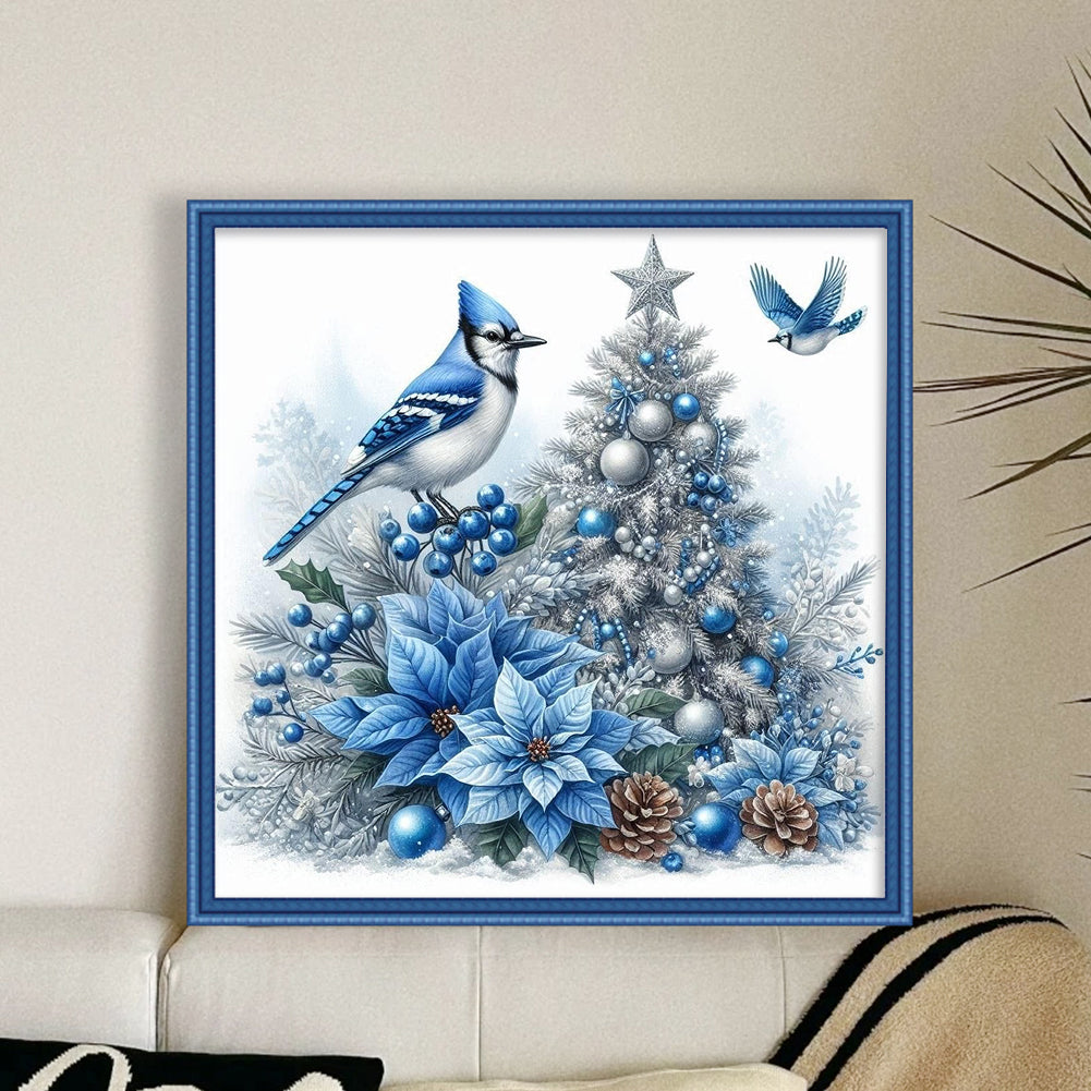 Blue Bird - Partial 11CT Stamped Cross Stitch - Bead Embroidery 36x36CM/14.17x14.17in