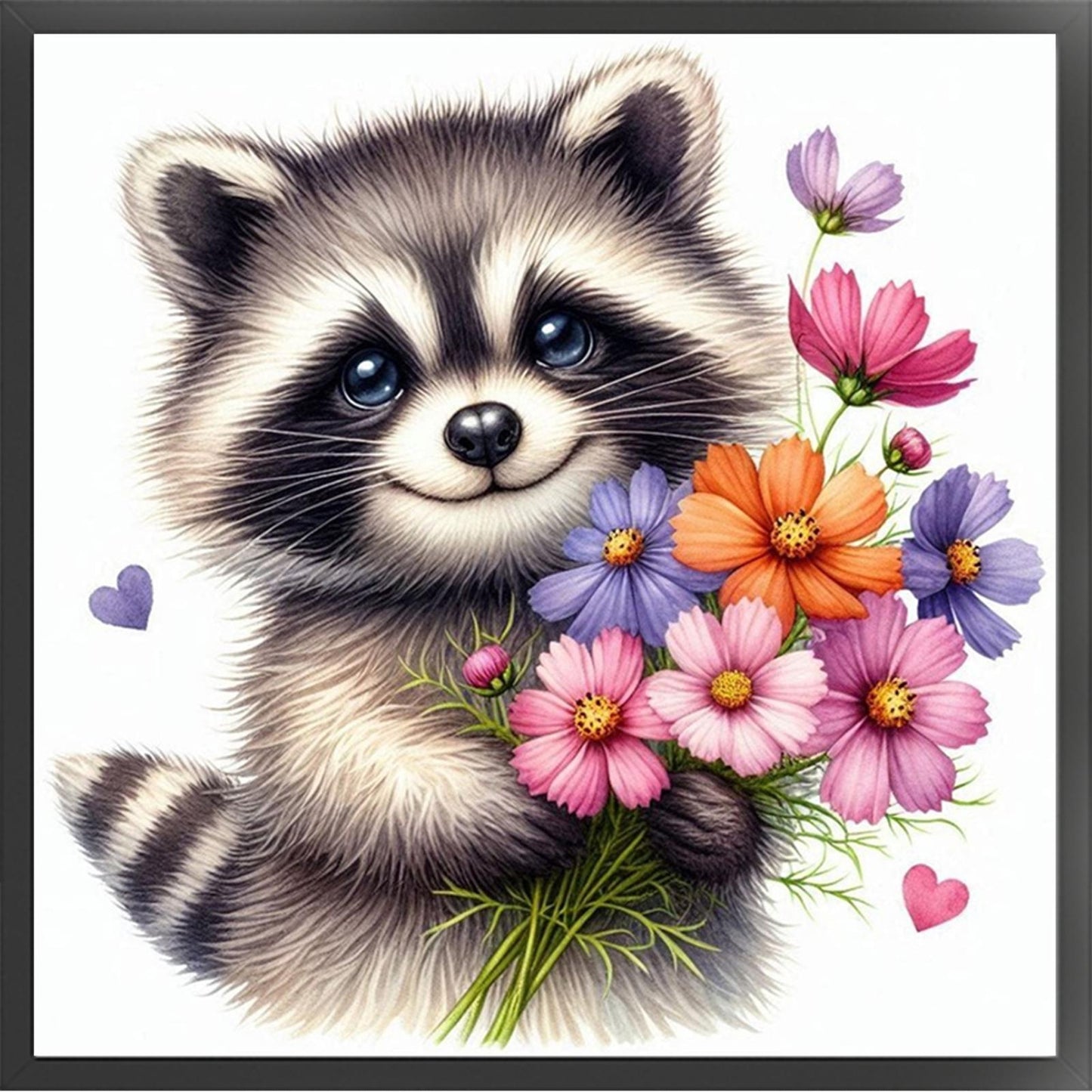 Raccoon - Partial 11CT Stamped Cross Stitch - Bead Embroidery 36x36CM/14.17x14.17in