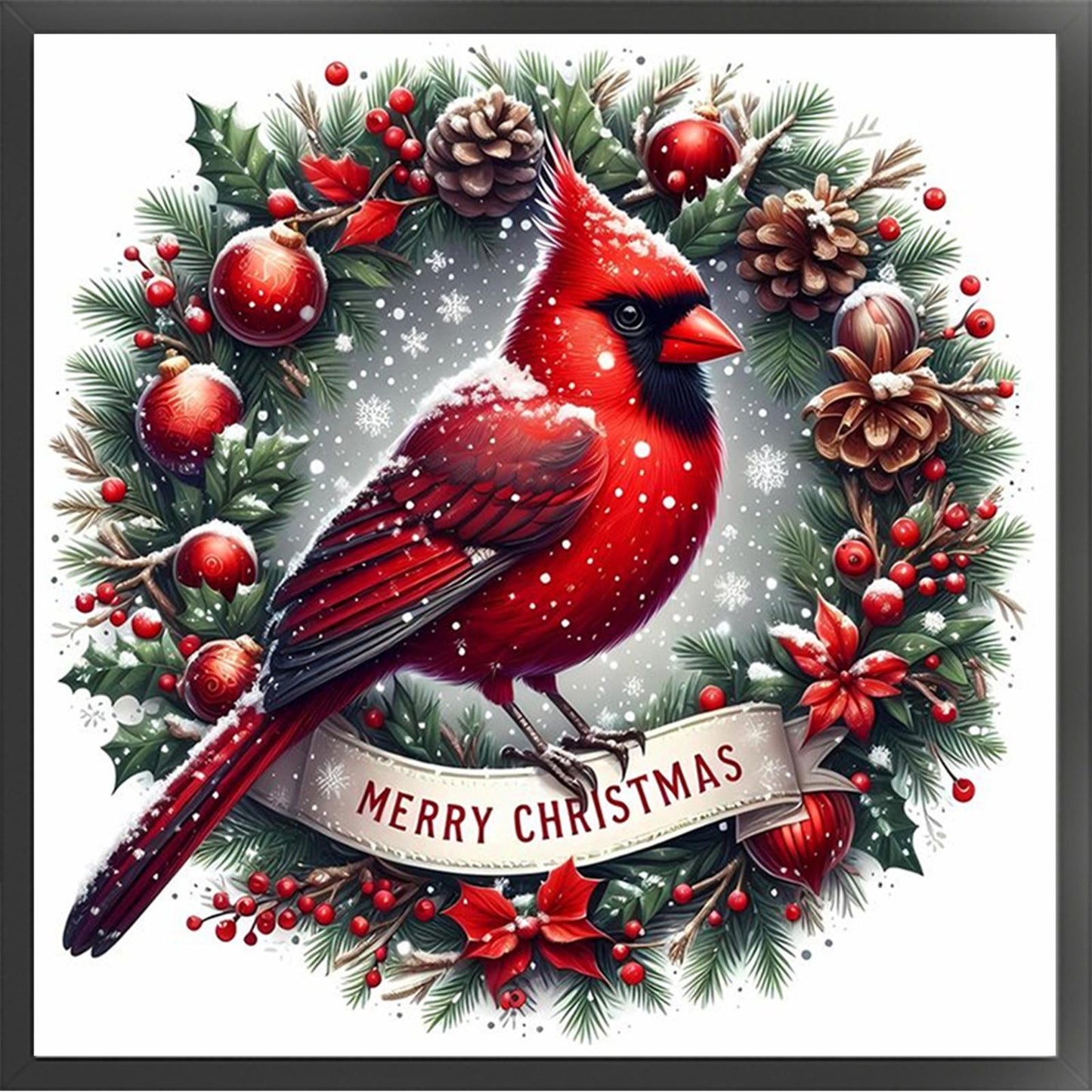 Cardinal - Partial 11CT Stamped Cross Stitch - Bead Embroidery 36x36CM/14.17x14.17in