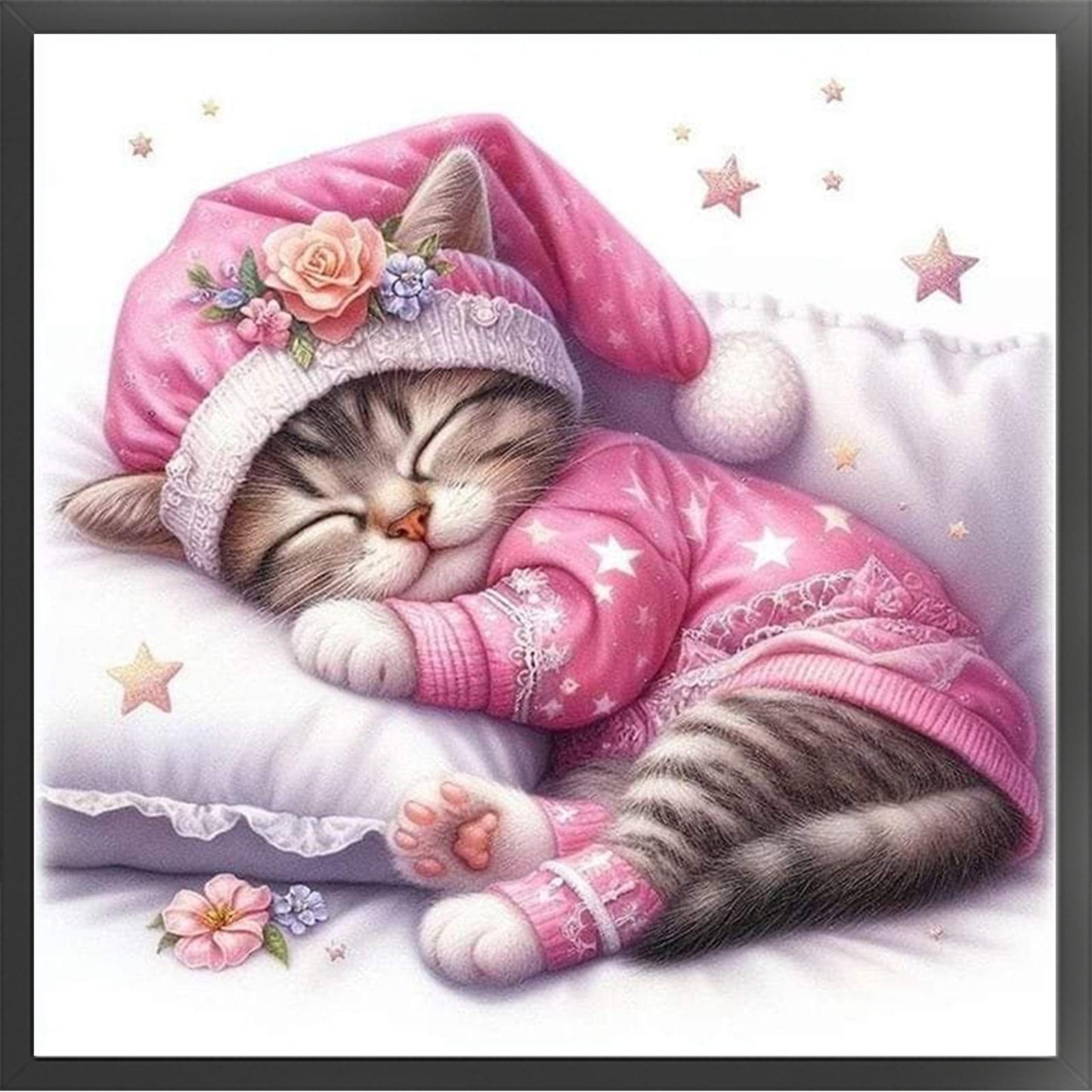 Cat - Partial 11CT Stamped Cross Stitch - Bead Embroidery 36x36CM/14.17x14.17in